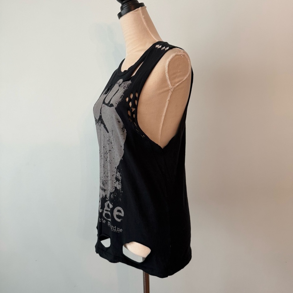 🎸 Rage Against The Machine Distressed Band Tank Studded Cutout Punk Graphic Tee - Picture 7 of 9
